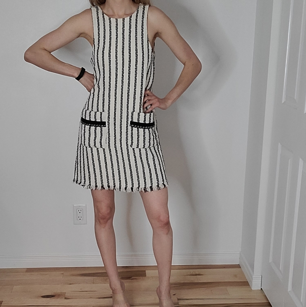 Zara TRF Collection Pinafore tweed fringe dress